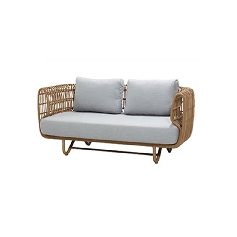 Rattan Patio Sofa Rust Resistant Outdoor Patio Sofa with Cushion