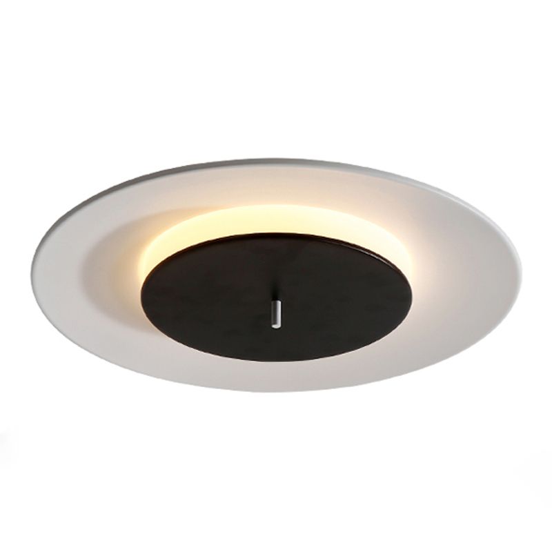 Modern Nordic LED Ceiling Fixture Lacquered Iron Circular Flush Mount with Acrylic Shade