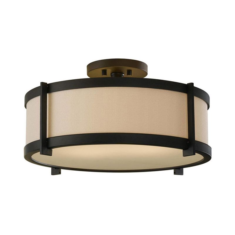 Nordic Style Ceiling Light Circle Shape Ceiling Lamp with Fabric Shade for Living Room