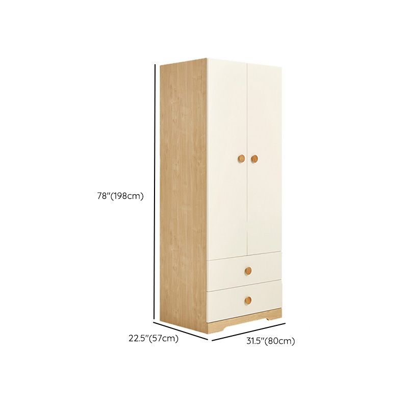 White Modern Kid's Wardrobe 2-Drawer Contemporary Coat Locker