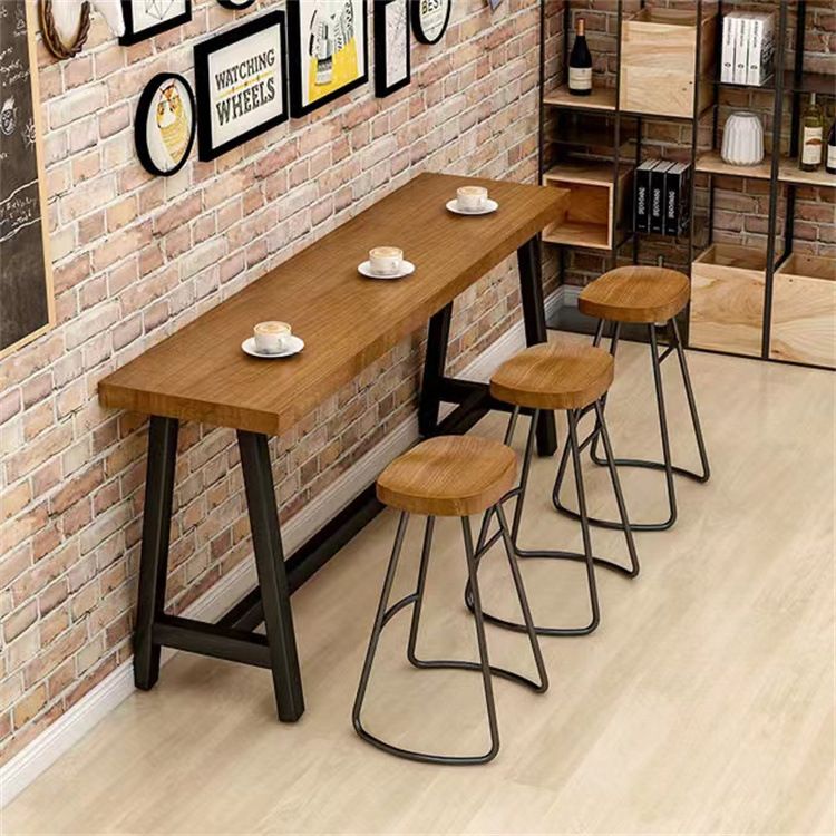 Industrial Dining Table Wooden Bar Counter Table for Kitchen