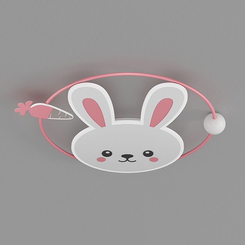 Rabbit Cartoon LED Flush Mount Metal 1-light Flush Ceiling Light for Children Room