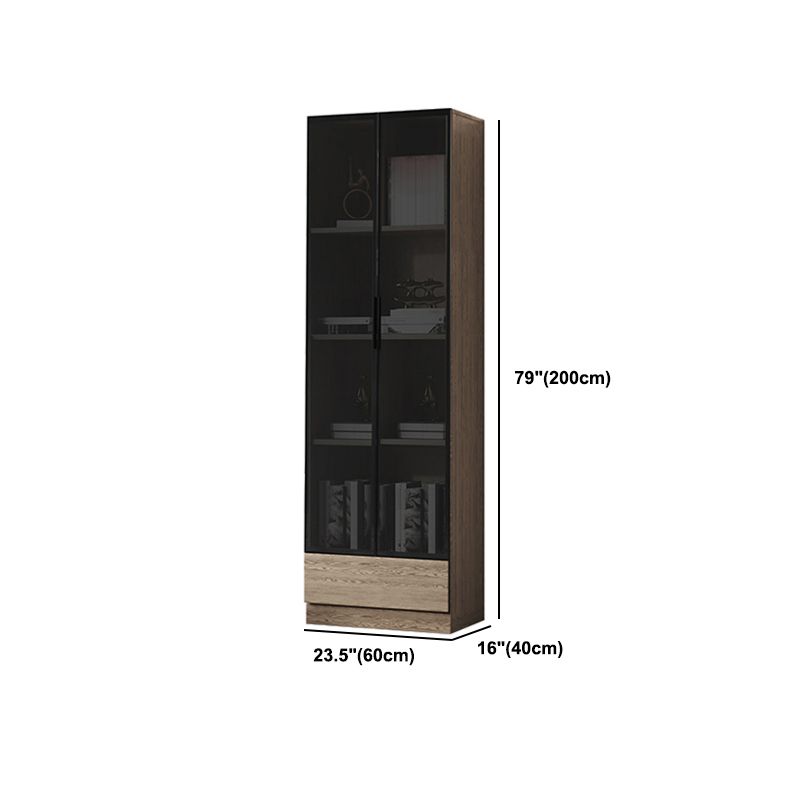 Scandinavian Oil Oak Storage Cabinet Glass Doors Display Cabinet for Living Room