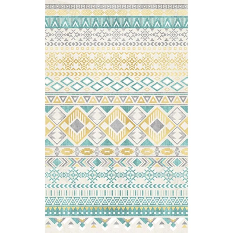 Boho-Chic Tribal Print Carpet Multicolor Polyester Rug Anti-Slip Backing Carpet for Home Decoration