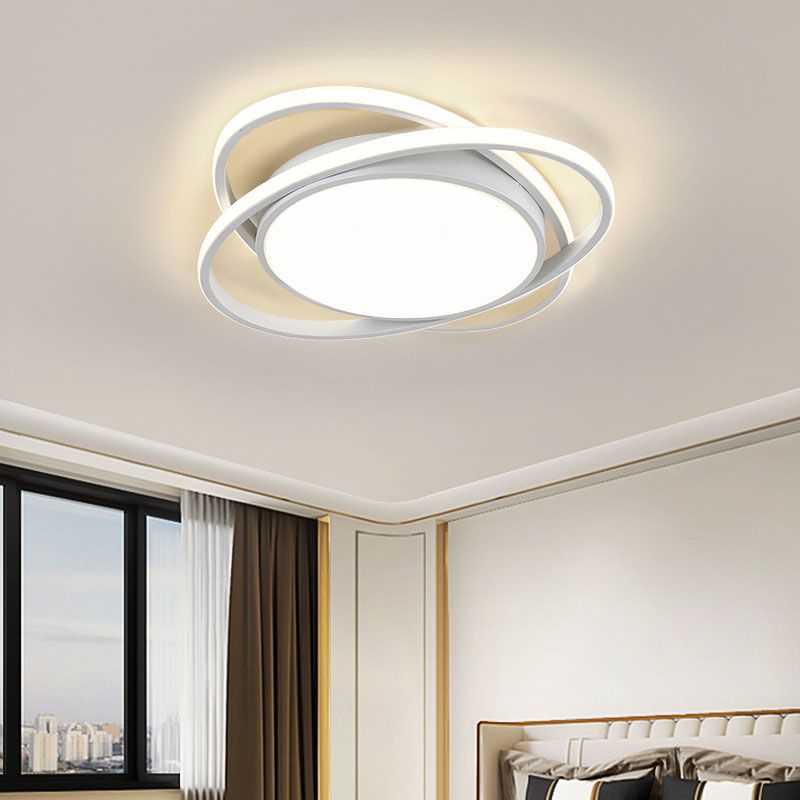 Modern Creative LED Flush Mount Circular 3-Light Ceiling Fixture with Acrylic Shade