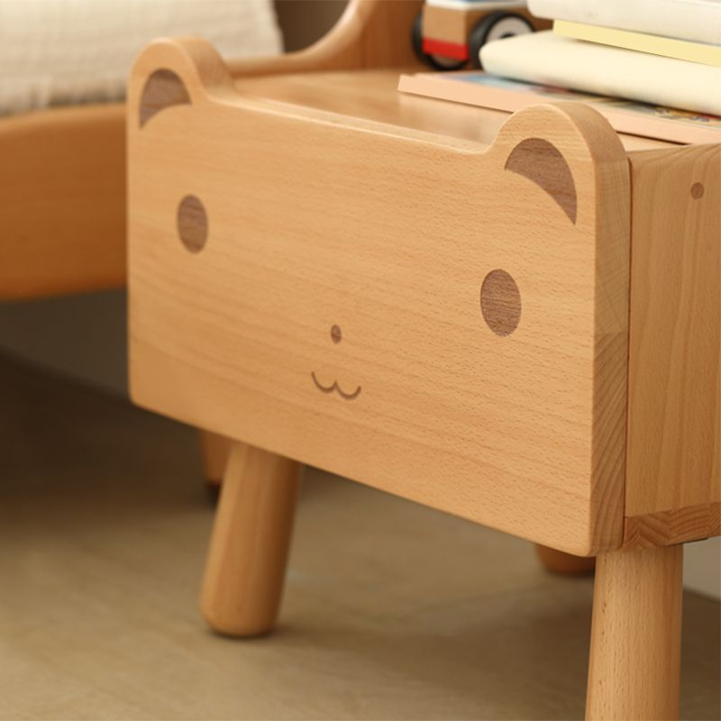 1 Drawer Standard Nightstand Solid Wood Animal Theme Kids Bedside Table