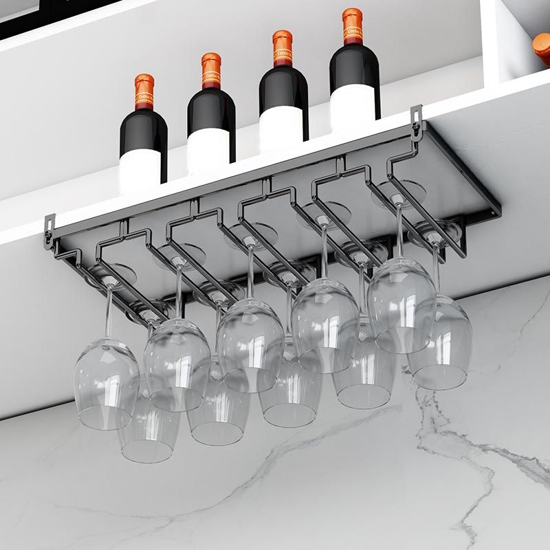 Modern Hanging Glass & Stemware Holder Metal Glass Rack Under Cabinet