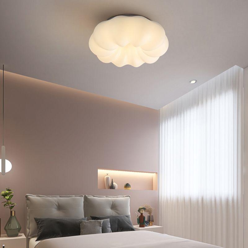 Nordic Style Ceiling Light Fixture Pumpkin Shape Flush Mount for Bedroom