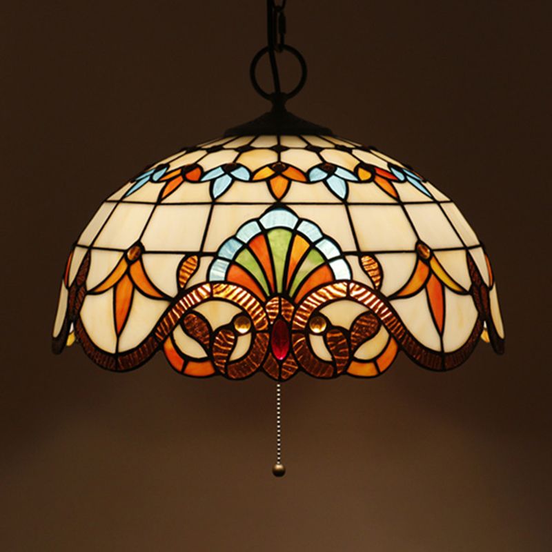 Bowl Cut Glass Pendant Chandelier Victorian 3-Light Black Hanging Ceiling Light for Dining Room