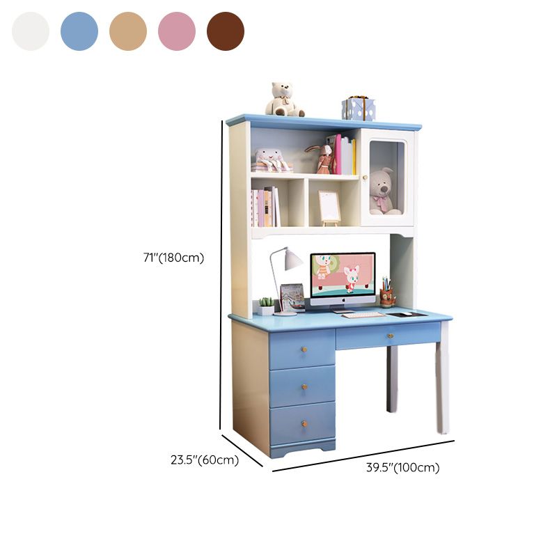 Writing Desk with Bookshelf 23.6"W Kids Desk Solid Wood Child Desk