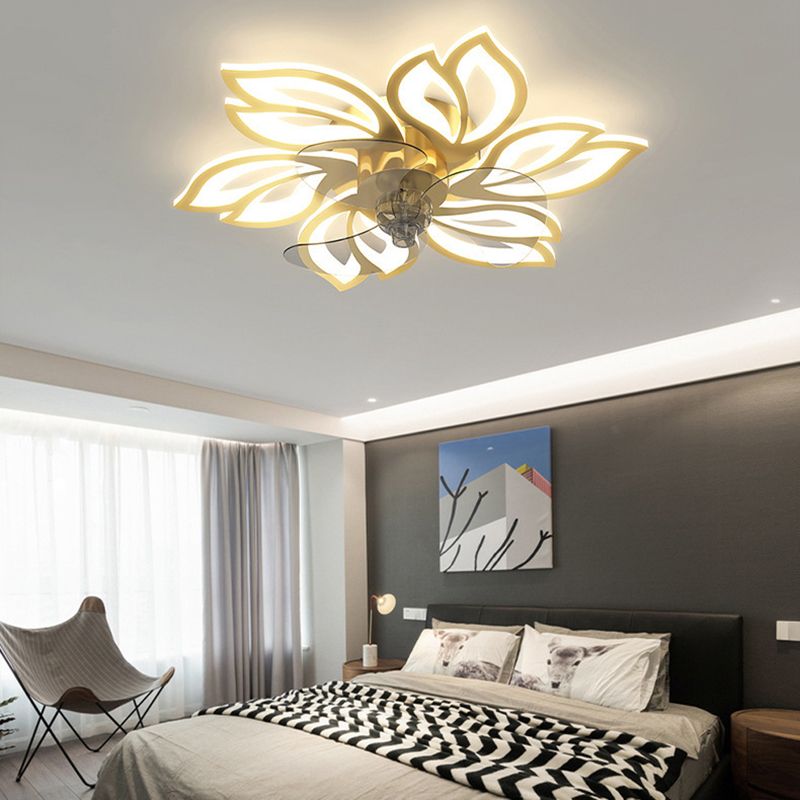 Geometric Shape Metal Ceiling Fans Modern Style Multi Lights Flush Ceiling Fan