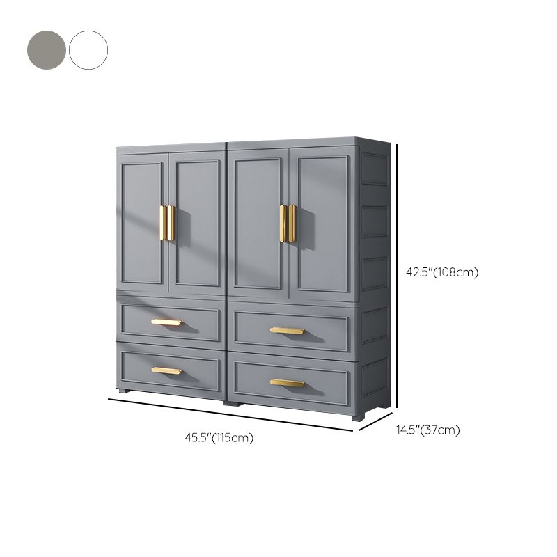 Modern Plastic Armoire Cabinet Bedroom Youth Armoire with Wheels