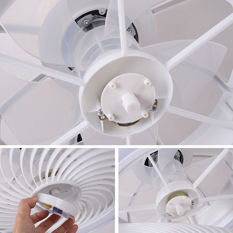 Drum Ceiling Fan Light Nordic Metal LED Bedroom Semi Flush Light with Remote Control