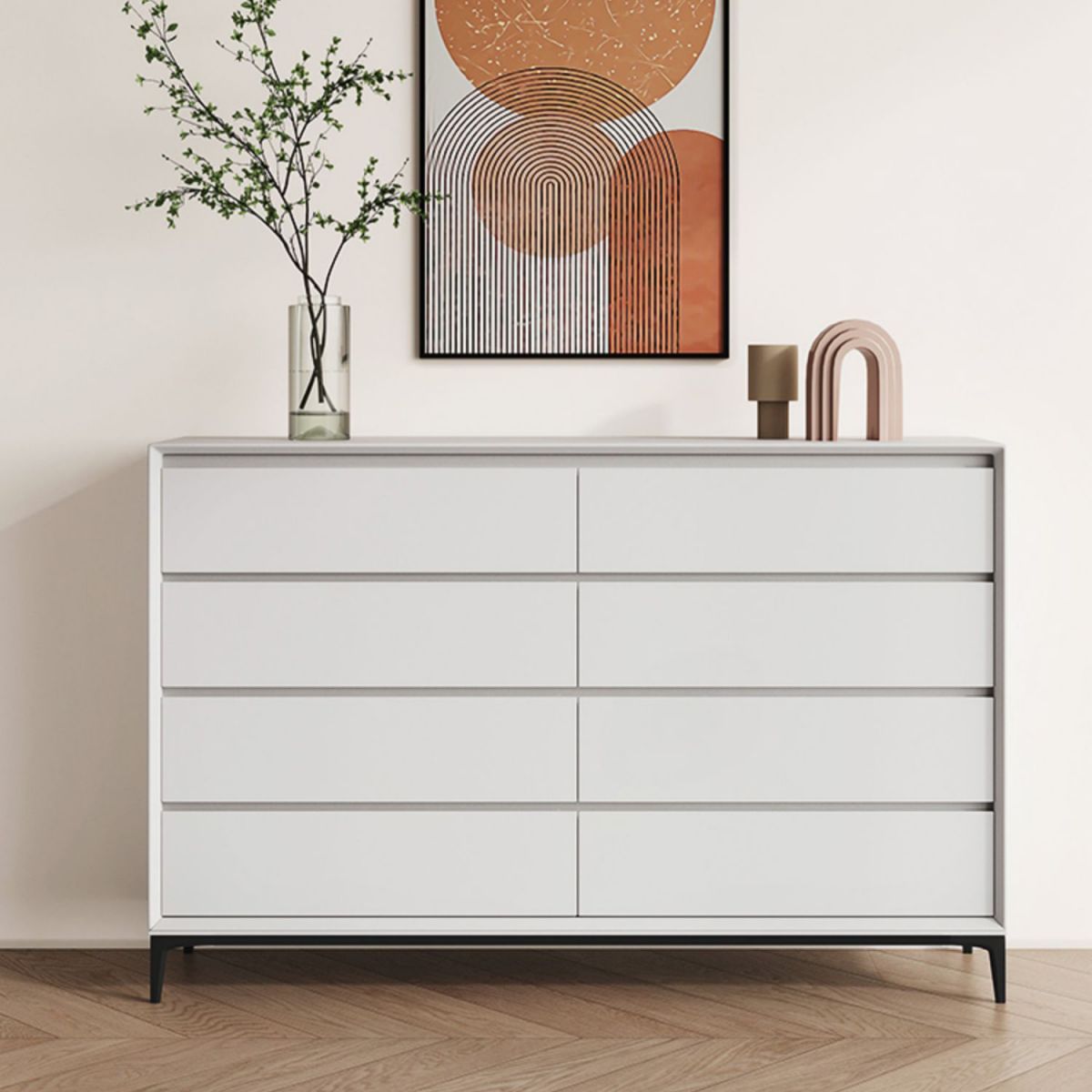 Wood Top Chest Light Grey/White/Beige Chest with Drawers for Bedroom