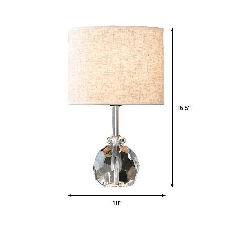 1-Bulb Living Room Night Lamp Simple Grey Nightstand Light with Prismatic Optical Crystal