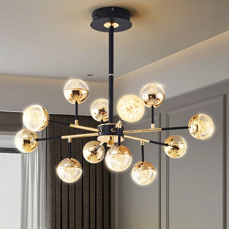 Hanging Light Fixtures Modernist Style Globe Shape Metal Chandelier Lights