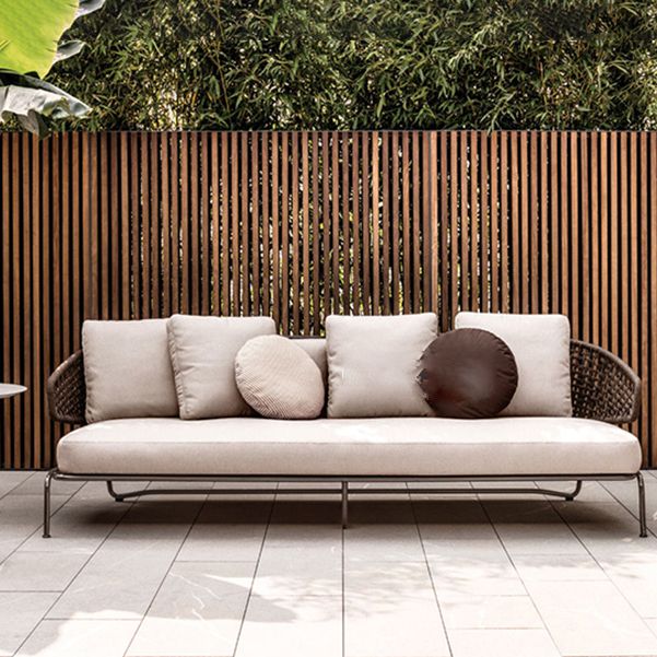 Farmhouse Outdoor Patio Sofa Metal Fade Resistant and Rust Resistant Patio Sofa