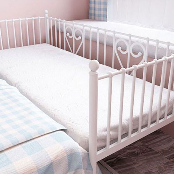 Metal Fixed Side Crib in White Mattress Included Crib with Guardrails