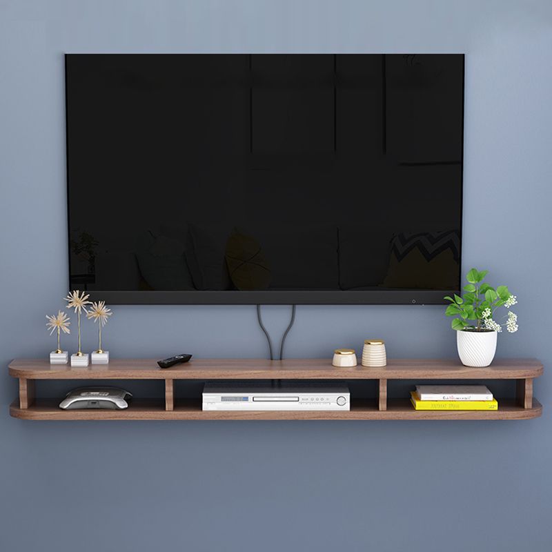 Contemporary Wall-mounted TV Cabinet Faux Wood TV Stand with 4 Shelves