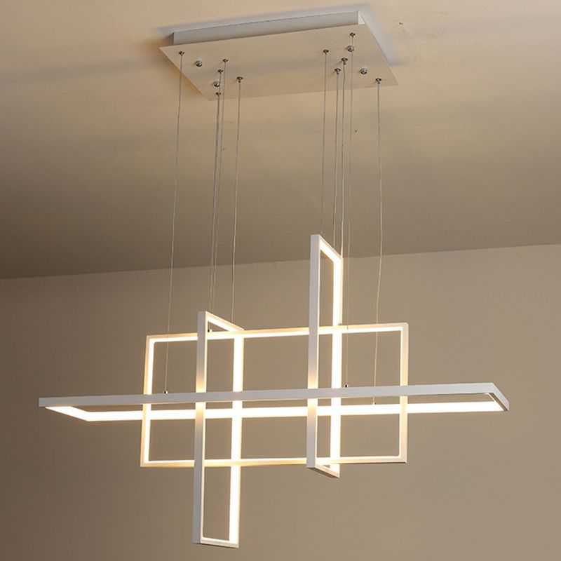 Rectangle moderne Hanging Chandelier Metal Pendant Light Kit