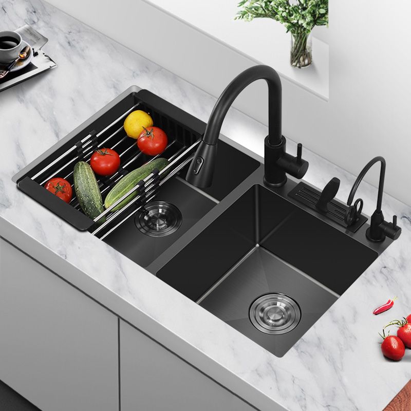 Modern Style Kitchen Sink Stainless Steel Dirt Resistant 2 Holes Drop-In Kitchen Sink