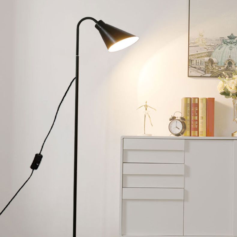 Metal Flexible Gooseneck Floor Lamp Nordic 1 Head Standing Light with Cone Shade