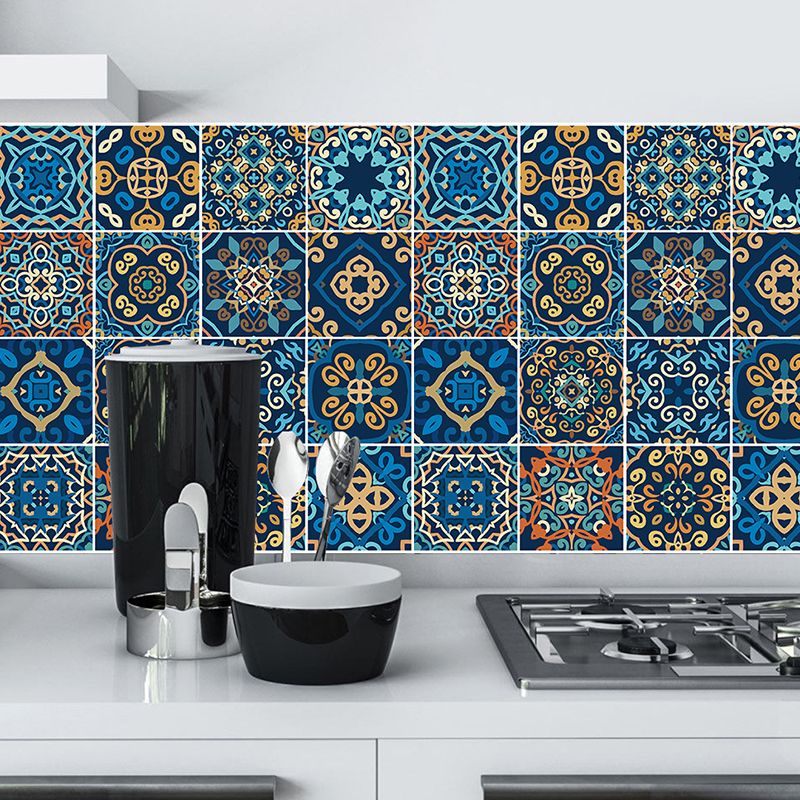 Bohemia Seamless Pattern Peel Wallpapers Yellow-Blue Moroccan Tile Wall Decor for Bath