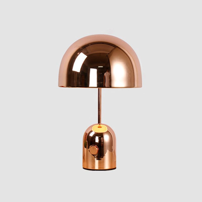 1-Head Dining Room Night Lamp Simple Copper Table Light with Dome Metal Shade