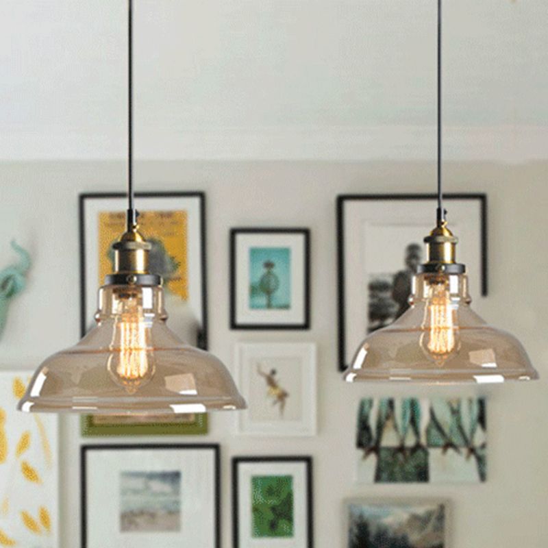 Single Light Industrial Style Pendant Light Fixture Glass Hanging Light