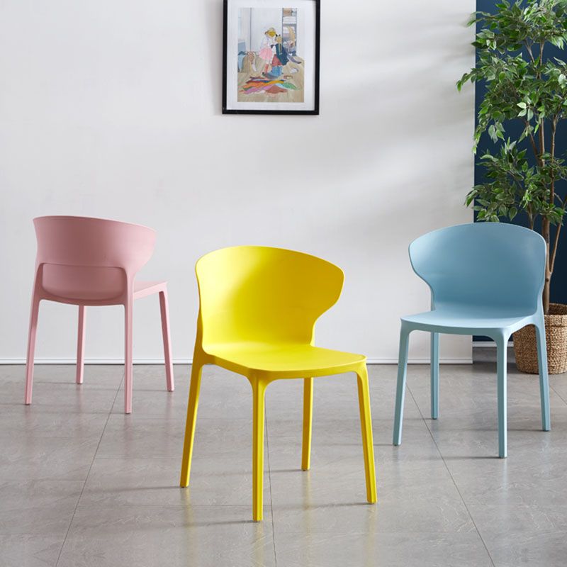 Scandinavian Plastic Dining Armless Chair Wingback Side Chair