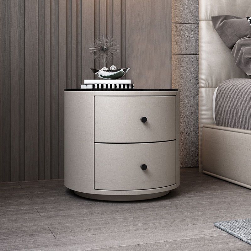 Modern Bed Nightstand Drawers Included Stone Night Table for Bedroom