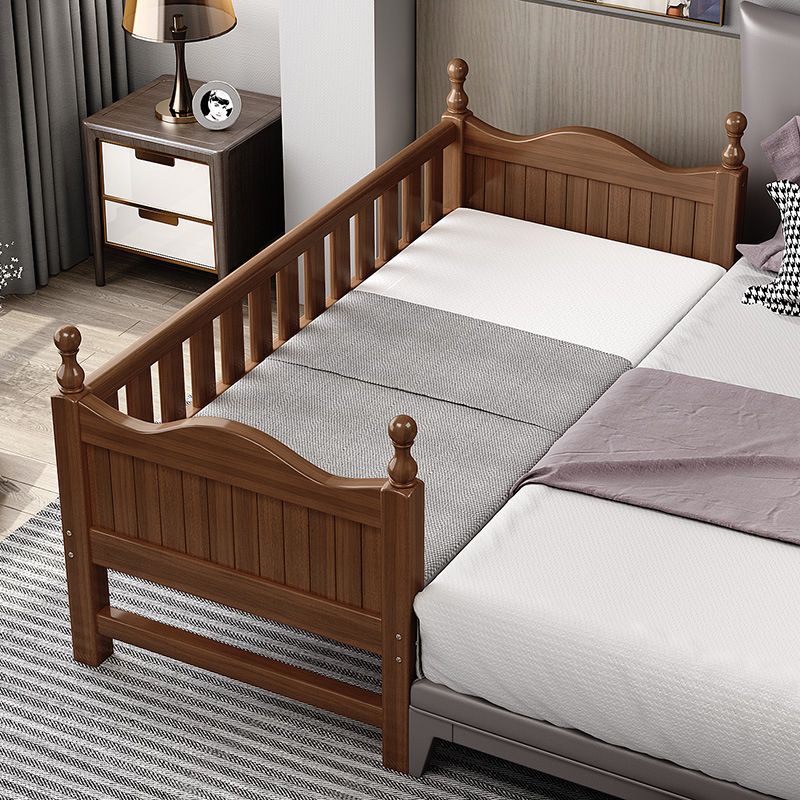 Scandinavian Solid Wood Bed Headboard Kids Bed with Guardrail