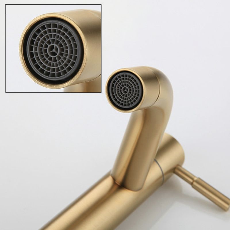 Circular Single Handle Bathroom Faucet Single Hole Vessel Sink Faucet in Brush Gold