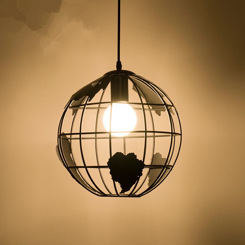 1 Light Globe Hanging Lights Lights Retro Industrial Metal Techo Colgante para barra