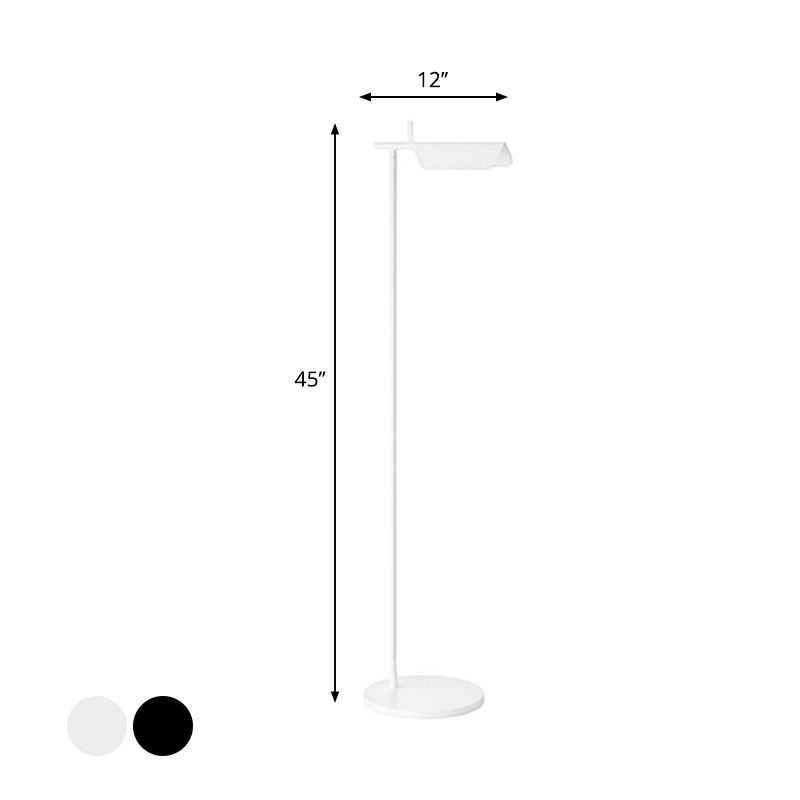 Minimalist Right Angle Floor Lighting Metallic LED Bedroom Standing Floor Lamp in White/Black