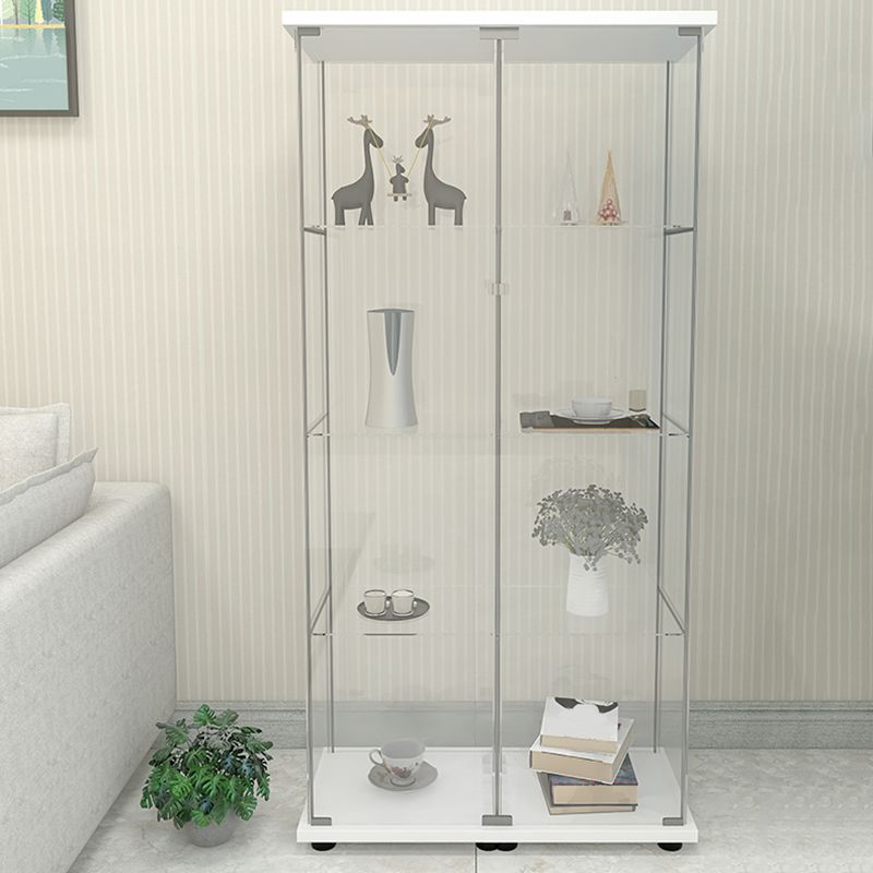 Contemporary Tempered Glass Curio Cabinet Glass Doors Display Cabinet for Bedroom