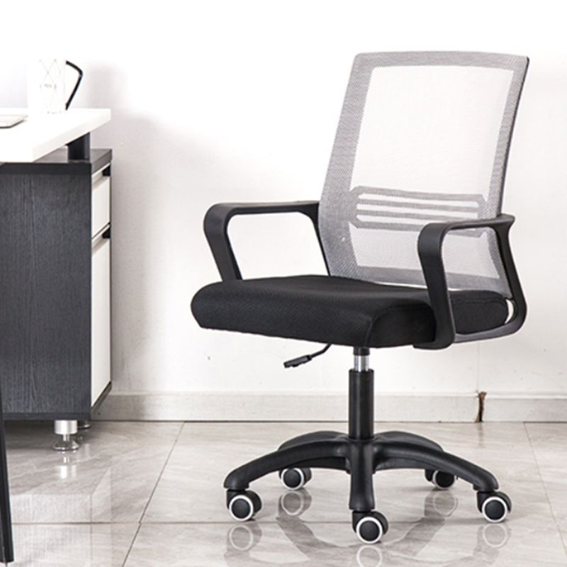 Modern Fixed Arms Slide Chair No Distressing Ergonomic Desk Chair with Wheels