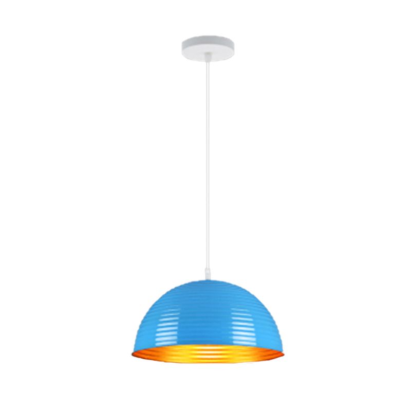 Dome Shade Pendant Light avec Ruffle Contemporary Metal Single Head Red / Jaune / Blue Pendant Light, 12 "/ 16" /19,5 "de large