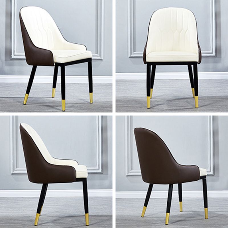 Glam Faux Leather Dining Chairs Metal Armless Dining Chair for Home Use