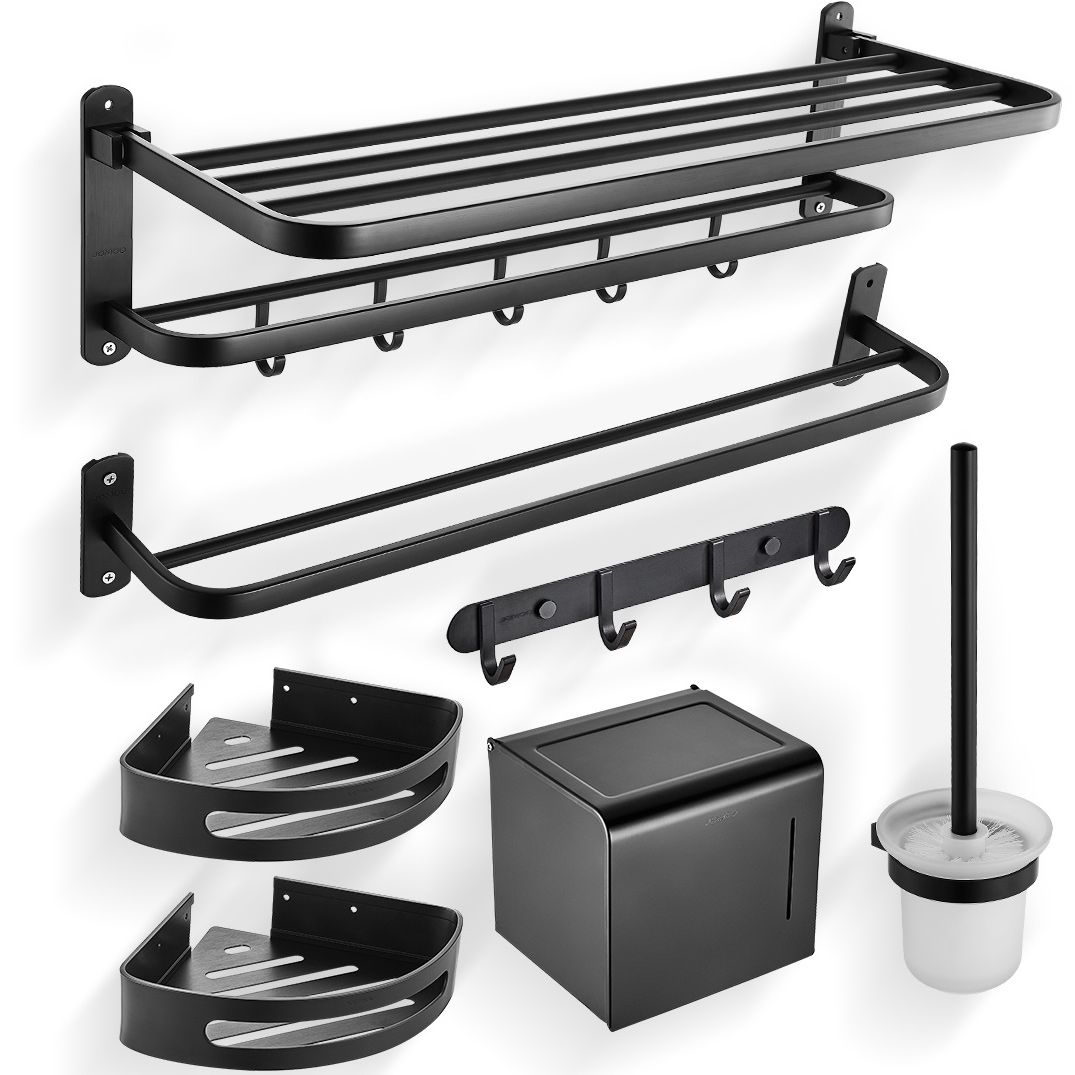 Modern Bathroom Accessory Set Metal Bathroom Hardware in Matte Black