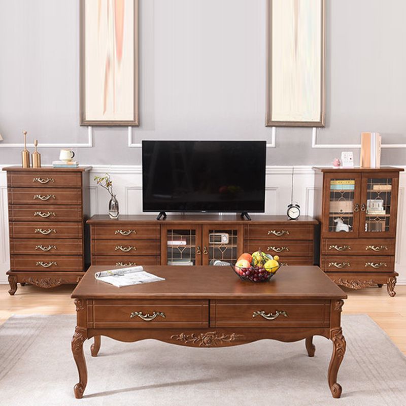 Traditional TV Console Enclosed Storage TV Media Console with Drawers