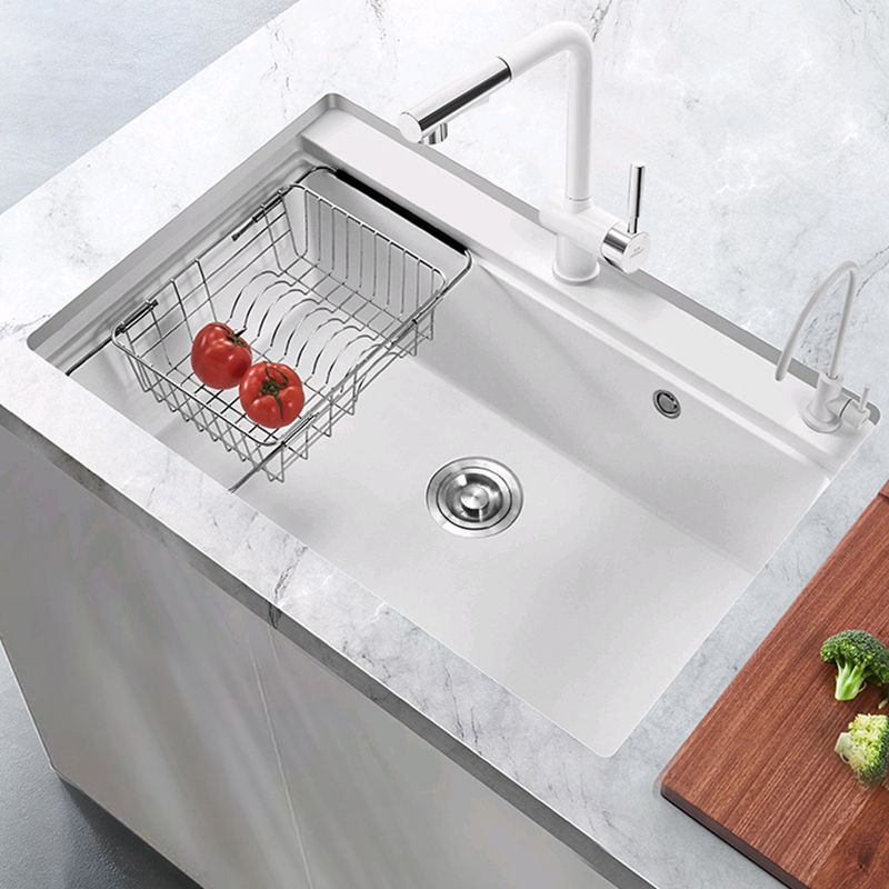 Quartz Kitchen Sink Modern Single Bowl Kitchen Sink with Strainer