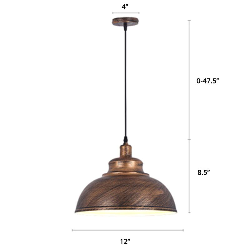 Bowl Shade Restaurant Hanging Lamp Factory Style Metal 1 Head Pendant Ceiling Light