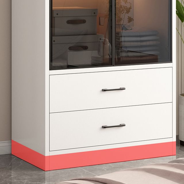 Manufactured Wood Kid's Wardrobe Contemporary White Kids Closet with Storage Drawers