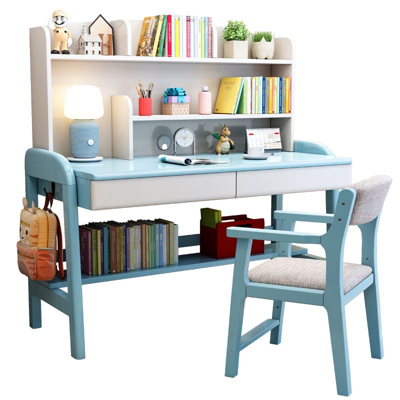 Light Children's Desk Adjustable Study Desk with Storage Shelves