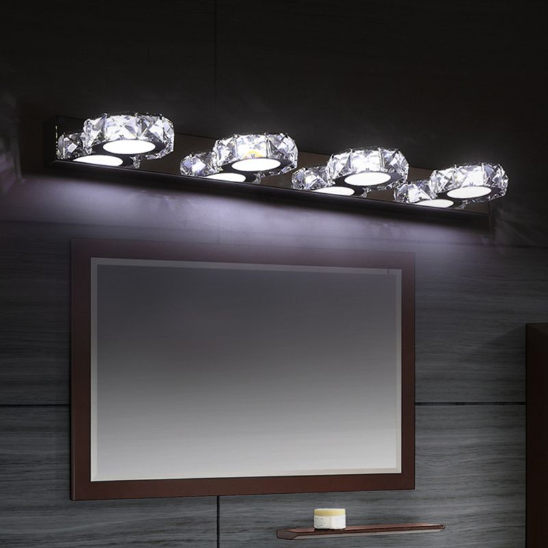 K9 Crystal Block Vanity Wall Sconce Modernism Chrome Finish LED Wall Lamp for Bath