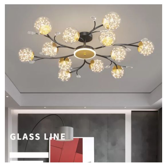 Branching Semi Flush Mount Lighting Nordic Clear Glass Living Room LED Ceiling Light