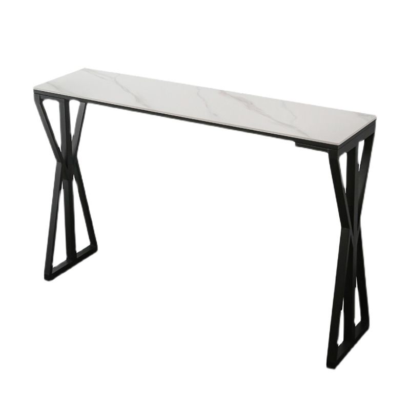 Modern Bar Dining Table Rectangle Bar Height Table with Double Pedestal in Black