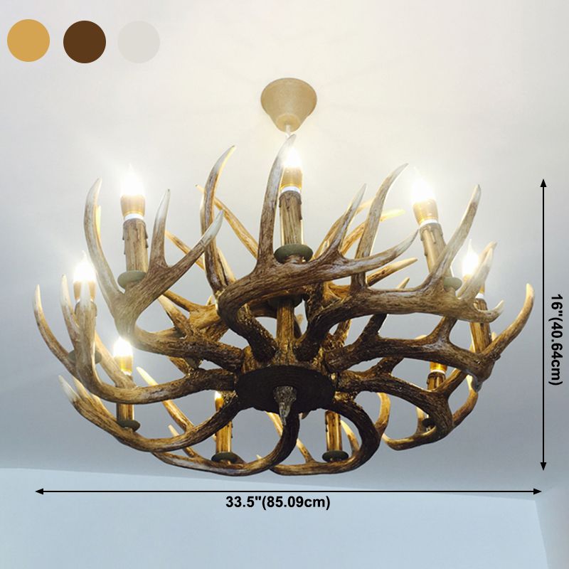 Resin Candle Shape Hanging Ceiling Light American Style Multi Lights Hanging Light