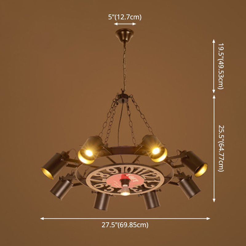 Lampadella a forma di ruota industriale vintage leggera stile nautico in ferro battuto bloccato appuntamento per illuminazione per la barra da bar